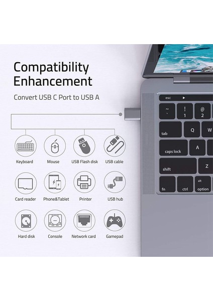 3pack USB C - USB Adaptörü USB C Erkek - Usb3.0 Dişi Adaptör (Yurt Dışından)