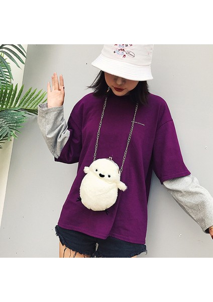Kadın Sevimli Peluş Crossbody Çanta Şık Küçük Omuz Çantası (Bej) (Yurt Dışından) fiyatları