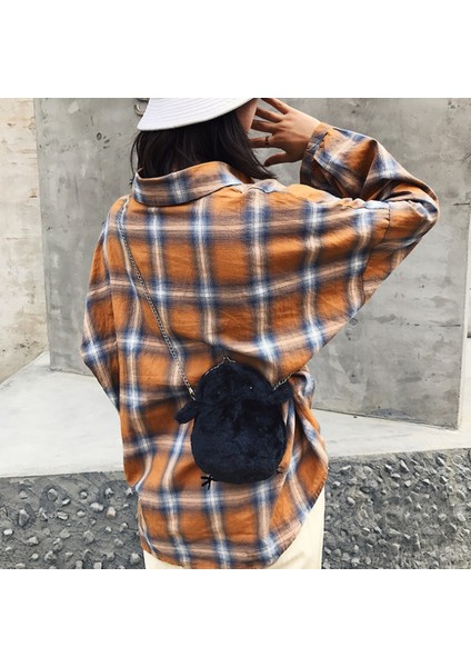 Kadın Sevimli Peluş Crossbody Çanta Şık Küçük Omuz Çantası (Bej) (Yurt Dışından) modelleri