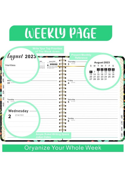Planlayıcı Defter, Haftalık Aylık Planlayıcı, 8,4 Inç x 6 Inç, Yer Işaretli Spiral Planlayıcı Defter A05 (Yurt Dışından) indirimleri