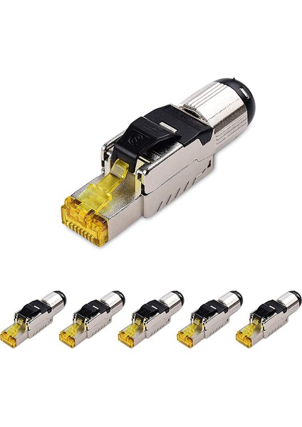 6'lı Paket Aletsiz Korumalı RJ45 Cat 8, Cat8 Alan Sonlandırma Fişi, Cat8 Konektörü, Cat8 Fişi (Yurt Dışından)