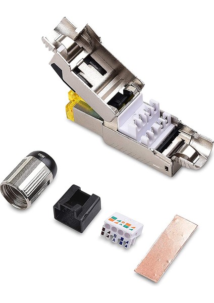6'lı Paket Aletsiz Korumalı RJ45 Cat 8, Cat8 Alan Sonlandırma Fişi, Cat8 Konektörü, Cat8 Fişi (Yurt Dışından)