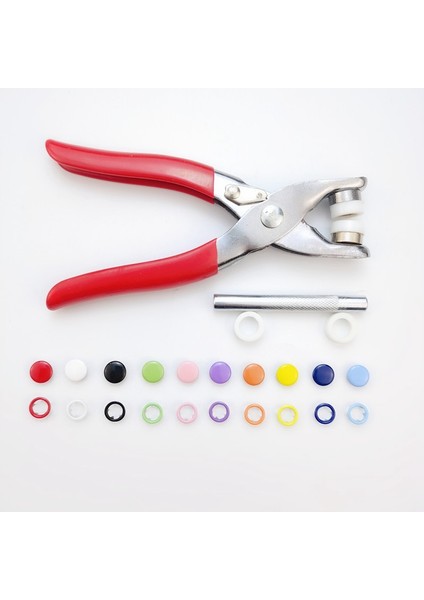 Pense Aracı + 100 Takım 10 Renk Metal Dikiş Düğmeleri Içi Boş Katı Prong Basın Çıtçıt Çıtçıtlı Bağlantı Elemanları Elbise Çantaları Için (Yurt Dışından)