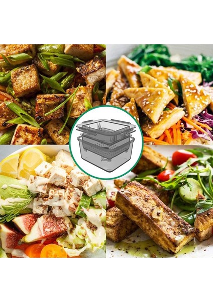 Tofu Basın Tofu Süzgeç 3 Katmanlı Tofu Basın Dahili Drenaj Su Temizleme Aracı Bulaşık Makinesinde Yıkanabilir Mutfak Pişirme Aracı (Yurt Dışından)