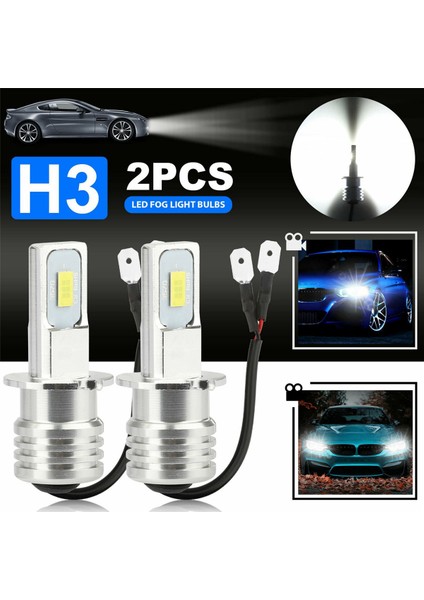 2x H3 Süper Parlak LED Far Sis Farı Sürüş Lambası Ampul Kiti 6000K Beyaz 100W (Yurt Dışından)