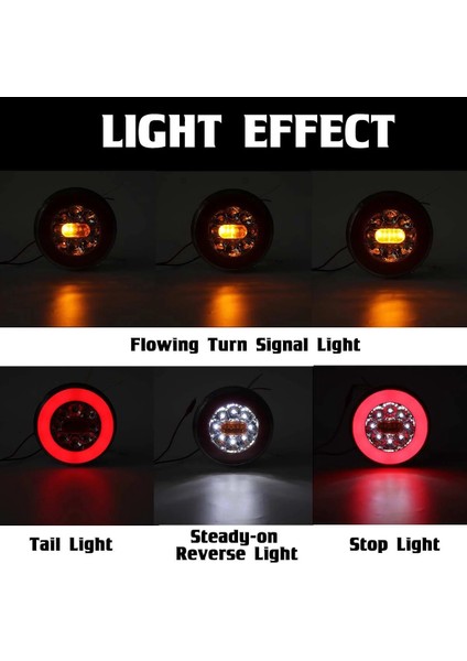 Yuvarlak LED 4 In 1 Kamyon Kuyruk Lambası 12-24 V Dinamik Kuyruk Dönüş Sinyali Ters Arka Fren Stop Lambası Römork Kamyon Rv Için (Yurt Dışından)