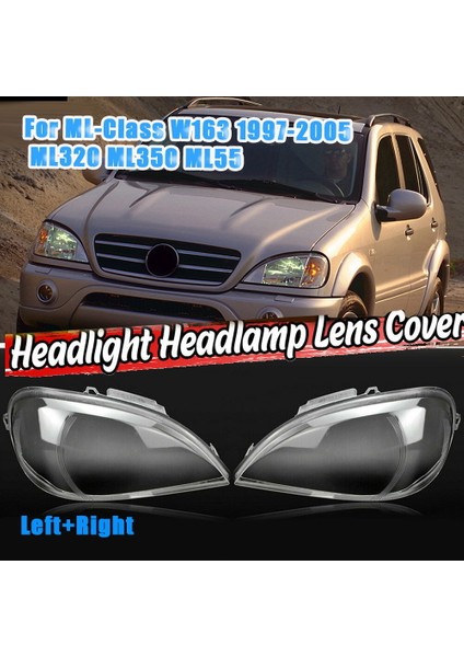 Sol + Sağ Mercedes-Benz Ml-Class W163 1997-2005 ML320 ML350 Far Camı Kapağı Kafa Işık Lambası Gölge Kabuk Kapak (Yurt Dışından)