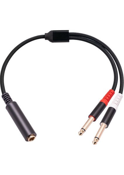 Adet 6.35MM 1/4 Inç Stereo Trs Dişi 2 Çift 6.35MM Mono Ts Erkek Y Splitter Kablo Ses Adaptör Kablosu (Yurt Dışından)