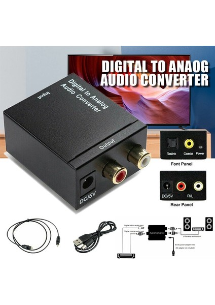 Dijitalden Analoga Ses Dönüştürücü Optik Fiber Toslink Koaksiyel Sinyalden Rca R/l Ses Kod Çözücü Spdıf Atv Dac Amplifikatöre (Yurt Dışından)