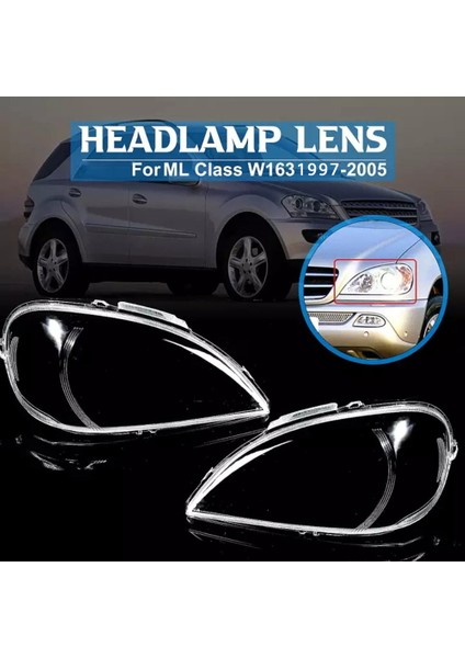 Sol + Sağ Mercedes-Benz Ml-Class W163 1997-2005 ML320 ML350 Far Camı Kapağı Kafa Işık Lambası Gölge Kabuk Kapak (Yurt Dışından)