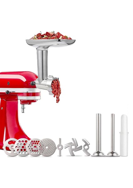 Kitchenaid Stand Mikserleri Için Kıyma Makinesi Ataşmanı, Sosis Doldurma Tüpleri Dahil, Dayanıklı Gıda Öğütücü Ataşmanları (Yurt Dışından)