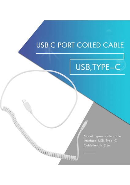 USB C Sarmal Kablo Tel Mekanik Klavye USB Kablosu C Tipi USB Arayüzü Poker 2 GH60 Klavye Seti, Beyaz (Yurt Dışından)