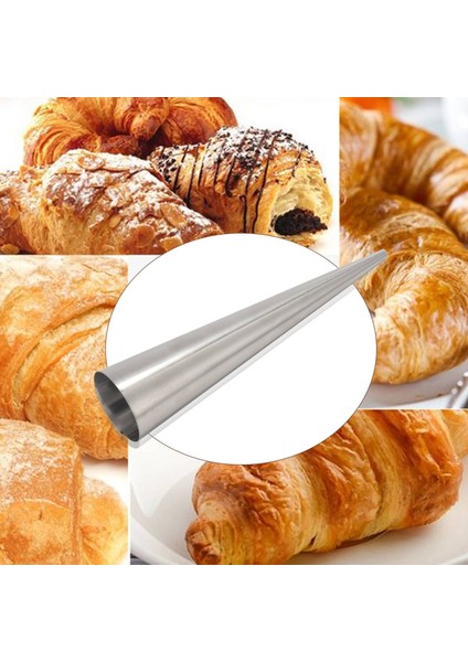 Krem Boynuz Kalıpları 12 Adet Büyük Boy Pişirme Konileri Paslanmaz Çelik Rulo Boynuz Formları Konik Danimarka Pasta Kruvasan Koni Kalıpları (Yurt Dışından) modelleri
