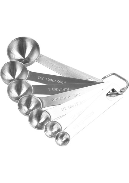 Chef Ölçme Kaşıkları, Ağır Hizmet Tipi Yuvarlak Paslanmaz Çelik Metal, Kuru Veya Sıvı Için - 7'li Set (Yurt Dışından)