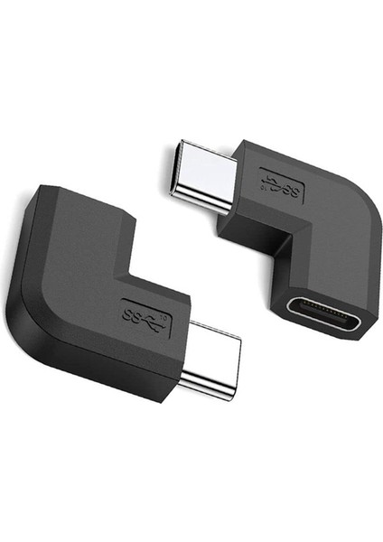 2 Adet/takım 90 Derece Sağ Açı USB 3.1 Tip C Erkek Kadın Dönüştürücü Usb-C Adaptörü Akıllı Telefon Için Taşınabilir Konnektör (Yurt Dışından)