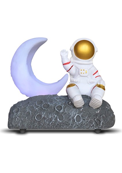Astronot Kablosuz Bluetooth Hoparlör LED Işıklı Ay Işığı - Altın (Yurt Dışından)
