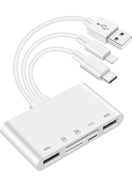 Apple 13 Dönüştürücü Için iPhone iPad Için Micro-Sd Tf Kart Okuyucu Kiti Için Otg USB Kamera Çoklu Bellek Adaptörü (Yurt Dışından)