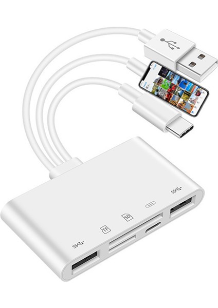 Apple 13 Dönüştürücü Için iPhone iPad Için Micro-Sd Tf Kart Okuyucu Kiti Için Otg USB Kamera Çoklu Bellek Adaptörü (Yurt Dışından)