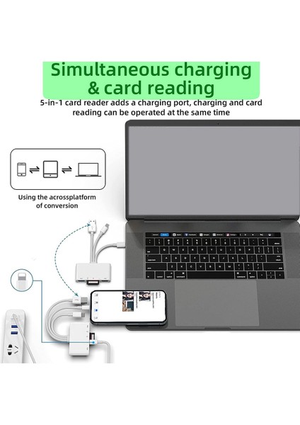 Apple 13 Dönüştürücü Için iPhone iPad Için Micro-Sd Tf Kart Okuyucu Kiti Için Otg USB Kamera Çoklu Bellek Adaptörü (Yurt Dışından)