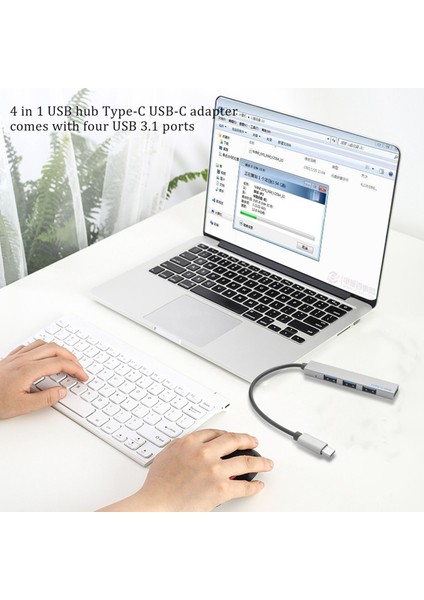 Macbook Pro T-809A Gri Için 4'ü 1 Arada USB Hub Type-C Usb-C Adaptörü (Yurt Dışından)