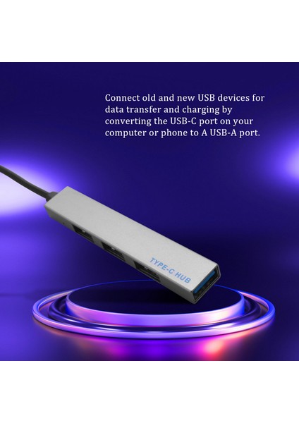 Macbook Pro T-809A Gri Için 4'ü 1 Arada USB Hub Type-C Usb-C Adaptörü (Yurt Dışından)