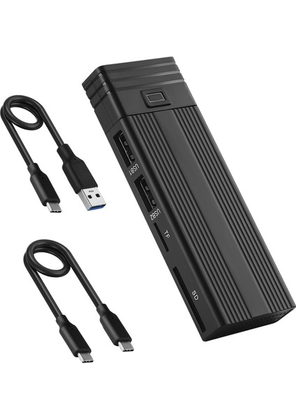 2'si 1 Arada Tip C - M.2 Ngff Nvme - Usb3.0 3.2 10G SSD Muhafaza Katı Hal Sürücü Kutusu + Hub (Yurt Dışından)