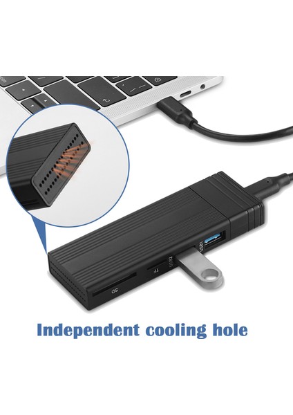 2'si 1 Arada Tip C - M.2 Ngff Nvme - Usb3.0 3.2 10G SSD Muhafaza Katı Hal Sürücü Kutusu + Hub (Yurt Dışından)