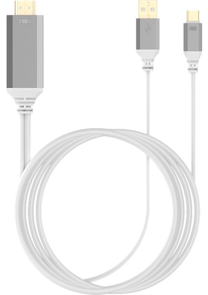 Usb3.1type-C - HDMI Yüksek Çözünürlüklü Kablo 4KX2KX3D 2 Metre Beyaz (Yurt Dışından)
