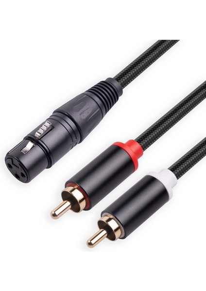 Pin Xlr Dişi - Çift Rca Erkek Y Splitter Kablosu, Mikser Amplifikatör Ses Kablosu, Stereo Ses Ara Bağlantı Kablosu, 2 Metre (Yurt Dışından)