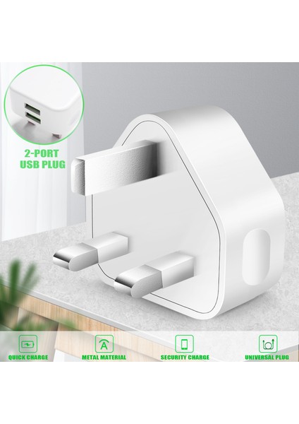Evrensel USB Ingiltere Tak 3 Pin Duvar Şarj Adaptörü USB Bağlantı Noktaları ile Seyahat Şarj Cihazı Telefon Ipad Için Şarj (2 Bağlantı Noktası) (Yurt Dışından) fiyatları