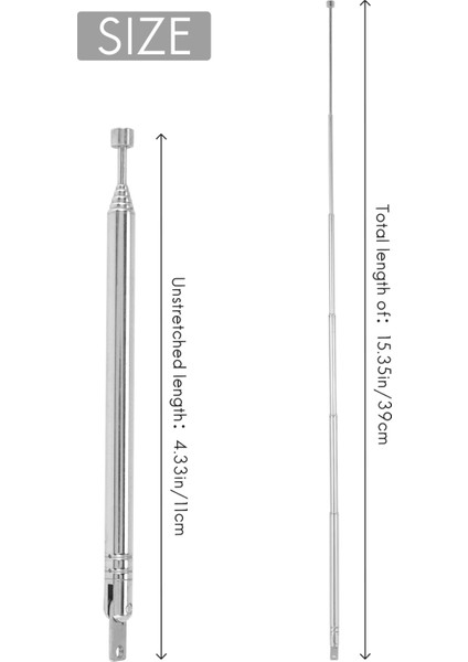 Radyo Tv Için Yedek 39 cm 6 Bölüm Teleskopik Anten Anteni (Yurt Dışından)