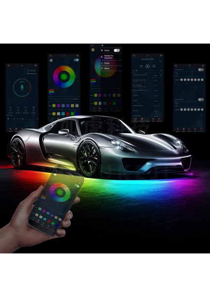 Araba Underglow LED Işıklar, App Kontrollü Rüya Renkli Şerit Işıklar, Dış Araç Neon Vurgu Işıkları Kiti (Yurt Dışından)