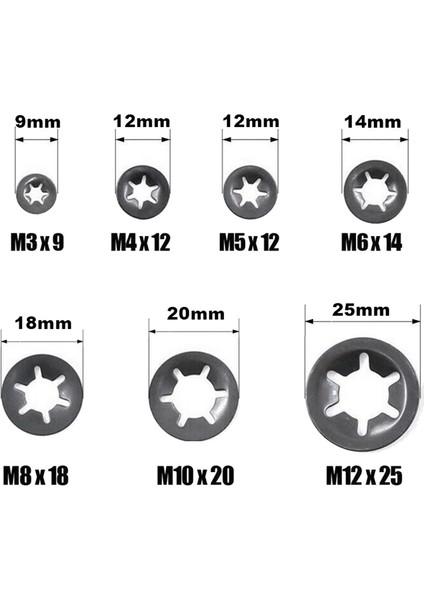 340 Adet M3M4M M6M8M10M12 Erik Çiçeği Delik Tutma Halkası Ayı Klip 65 Mn Çelik Yıldız Kilit Kilitleme Yıkayıcı Çeşitler Kiti (Yurt Dışından)