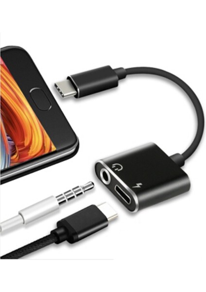 2'si 1 Arada Type-C - 3,5 mm Kulaklık Jakı Adaptörü/konektörü Şarj Cihazı, Kulaklık Aux Ses ve Şarj Adaptörü Pembe Altın (Yurt Dışından)
