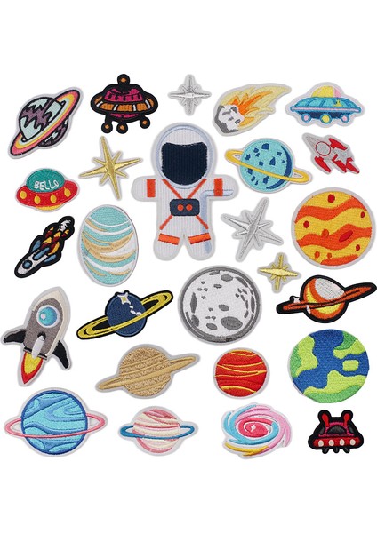 Demir On Yamalar 26 Adet Gezegen Astronot Dıy Dikiş Dekorasyon Aplikler Giyim Için Çıkartmalar, Sırt Çantası, Tamir Delik Sopa (Yurt Dışından)