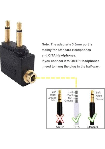 4 Paket Uçak Kulaklık Adaptörü, Havayolu Uçak Uçuş Adaptörleri (Yurt Dışından)