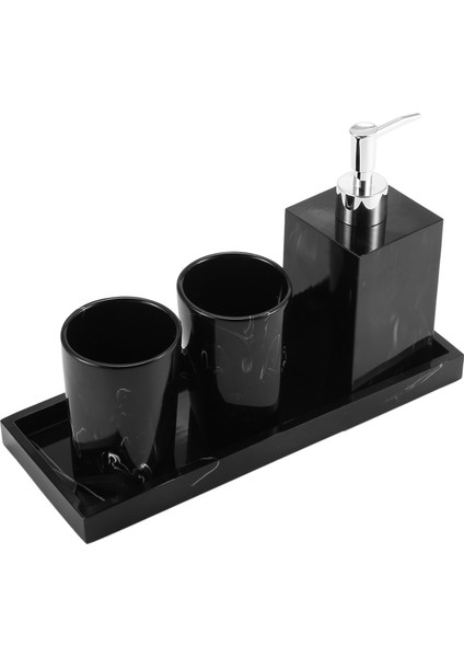 Mermer Doku Banyo Malzemeleri Siyah 4 Adet Reçine Banyo Aksesuarları Dağıtıcı Diş Fırçası Tutucu Sabunluk (Yurt Dışından) fiyatları