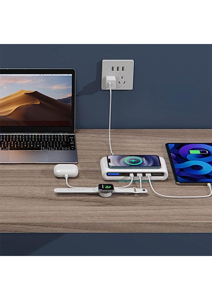 Taşınabilir Kablosuz Şarj Cihazı, 4'ü 1 Arada Çok Bağlantı Noktalı Kablosuz Şarj Cihazı Qc3.0 Ev Seyahati Için Hızlı Şarj Çift USB Kablosuz Şarj Cihazı (Yurt Dışından) indirimleri