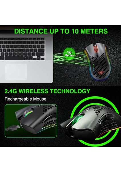 Kablosuz Oyuncu Mouse Petek Kabuğu 6 Programlı Düğme-Mavi (Yurt Dışından)