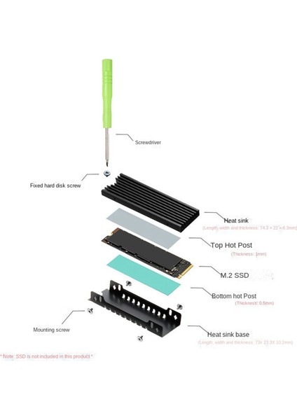 M.2 2280 Nvme Soğutucu M.2 SSD Soğutucu Soğutma Pedi Alüminyum Dağılımı Termal Ped ile M2 2280 SSD Siyah (Yurt Dışından)