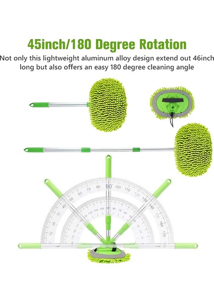 Araba Yıkama Fırçası Temizleme Paspas Ayrılabilir Süpürge Ayarlanabilir Uzun Saplı Dönebilen Fırça Araba Temizlik Aksesuarları (Yurt Dışından)