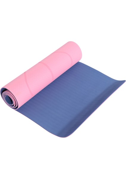 Tpe Yoga Minderi Fitness Minderi Genişletilmiş Kalınlaştırılmış Uzatılmış Mat-Mavi+Pembe (Yurt Dışından)