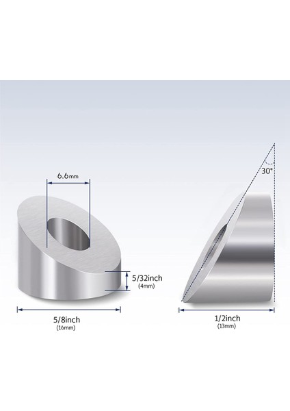 10 Paket 30 Derece Paslanmaz Çelik Açı Eğimli Yıkayıcı, 1/4 Inç/6.6mm 30 Derece Yıkayıcı Kablo Korkuluk Kiti (Yurt Dışından)