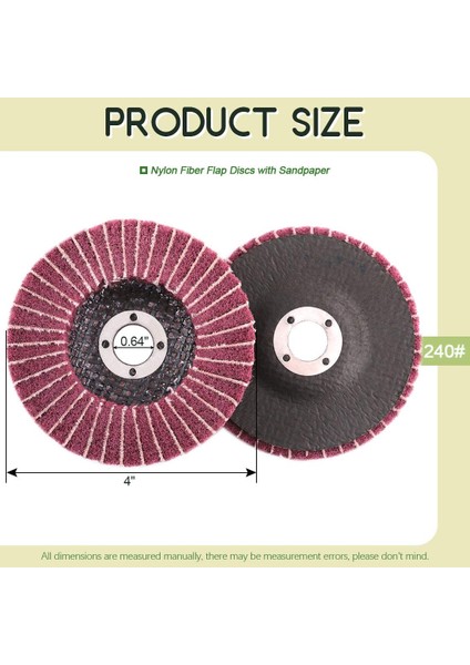 Adet 4 Inç 240 Grit Kırmızı Naylon Fiber Flap Diskler Zımpara Kağıdı Ile, Boya Sökme ve Paslanmaz Çelik Boru Parlatma Için Mükemmel (Yurt Dışından)