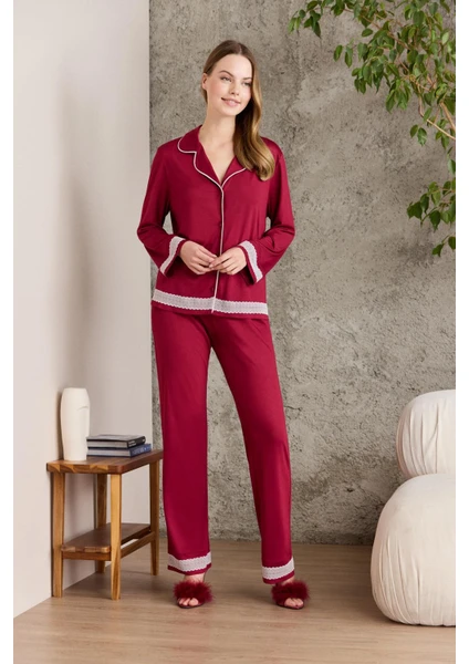 Pierre Cardin  Penye Biyeli - Dantelli Pijama Takımı - 2200