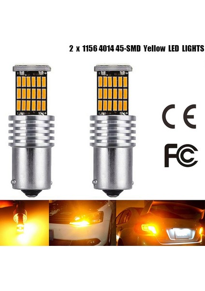 2 x 1156 Amber 7506 P21W LED Ampuller BA15S Sarı Ön Arka Dönüş Sinyali Işıkları (Yurt Dışından)