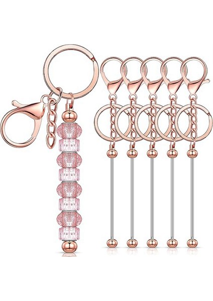 Adet Boncuklu Anahtarlık Barlar Boşluklar Boncuk Anahtarlık Metal Boncuklu Anahtarlık Dıy Kolye El Sanatları Takı Yapımı Için, Gül Altın (Yurt Dışından) fiyatları