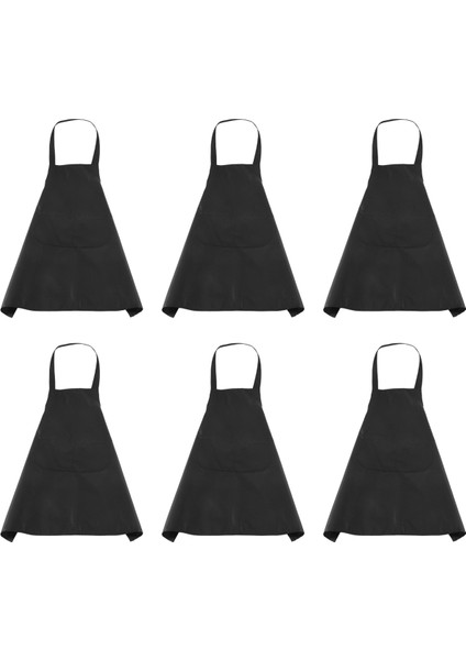 6 Paket Siyah Mutfak Önlüğü 2 Cepli Anti-Kirli Önlük Barbekü Mutfak Pişirme Pişirme Restoranı Için Uygun (Yurt Dışından)