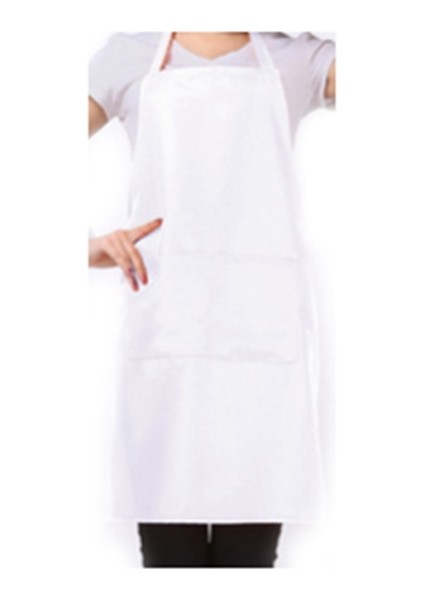 Cepli Önlük Önlüğü Kalınlaştırılmış Pamuk Polyester Karışımı Pişirme Mutfak Restoranı (Beyaz) (Yurt Dışından)