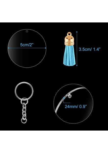 Akrilik Daire Anahtarlık Boşlukları Şeffaf Kiti Cricut Vinil Projesi Için 120 Adet, Akrilik Disk Boşlukları, Püsküller, Gümüş Dahil (Yurt Dışından) modelleri